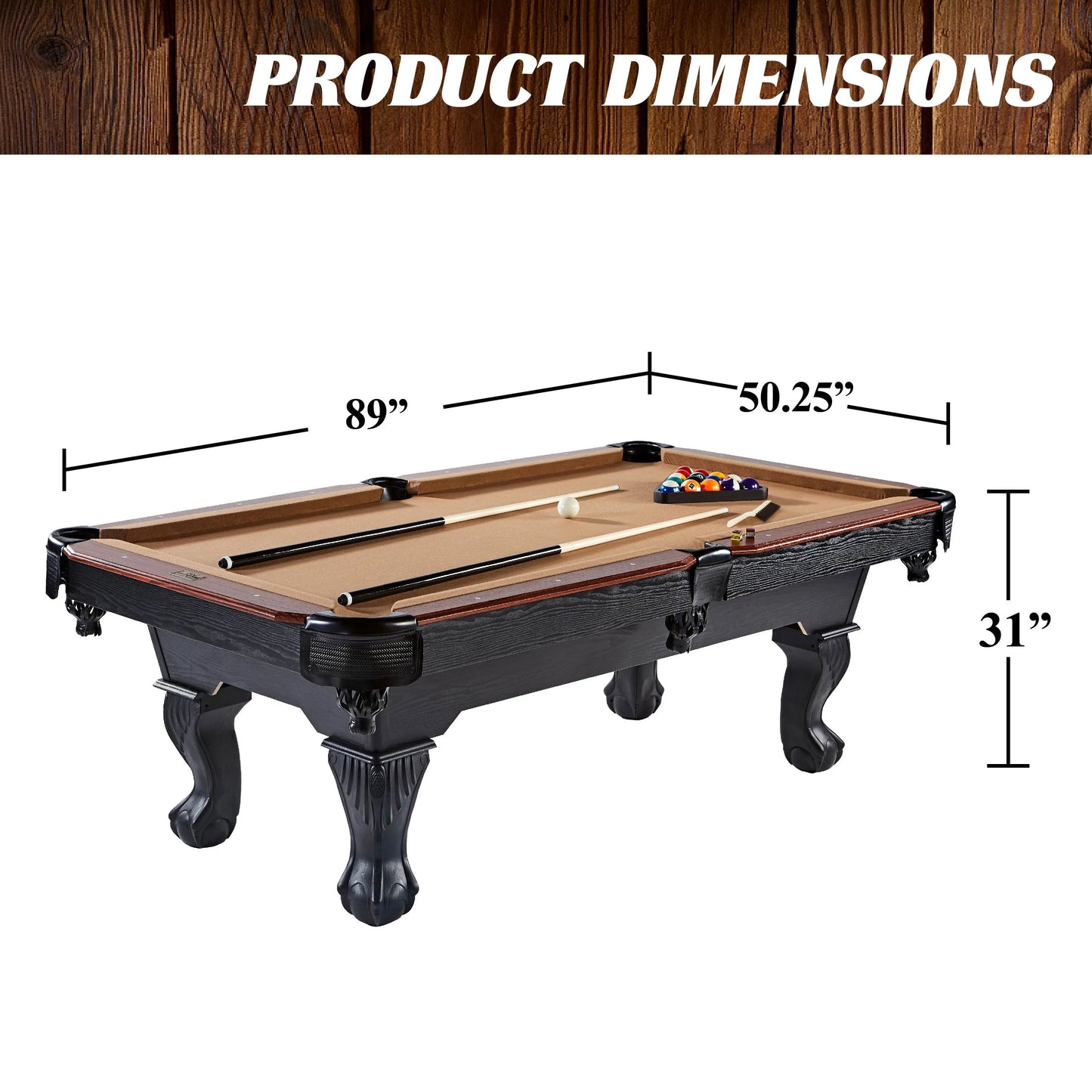 7.5 ft. Drop Pocket Table with Pool Ball and Cue Stick Set by Barrington Billiards