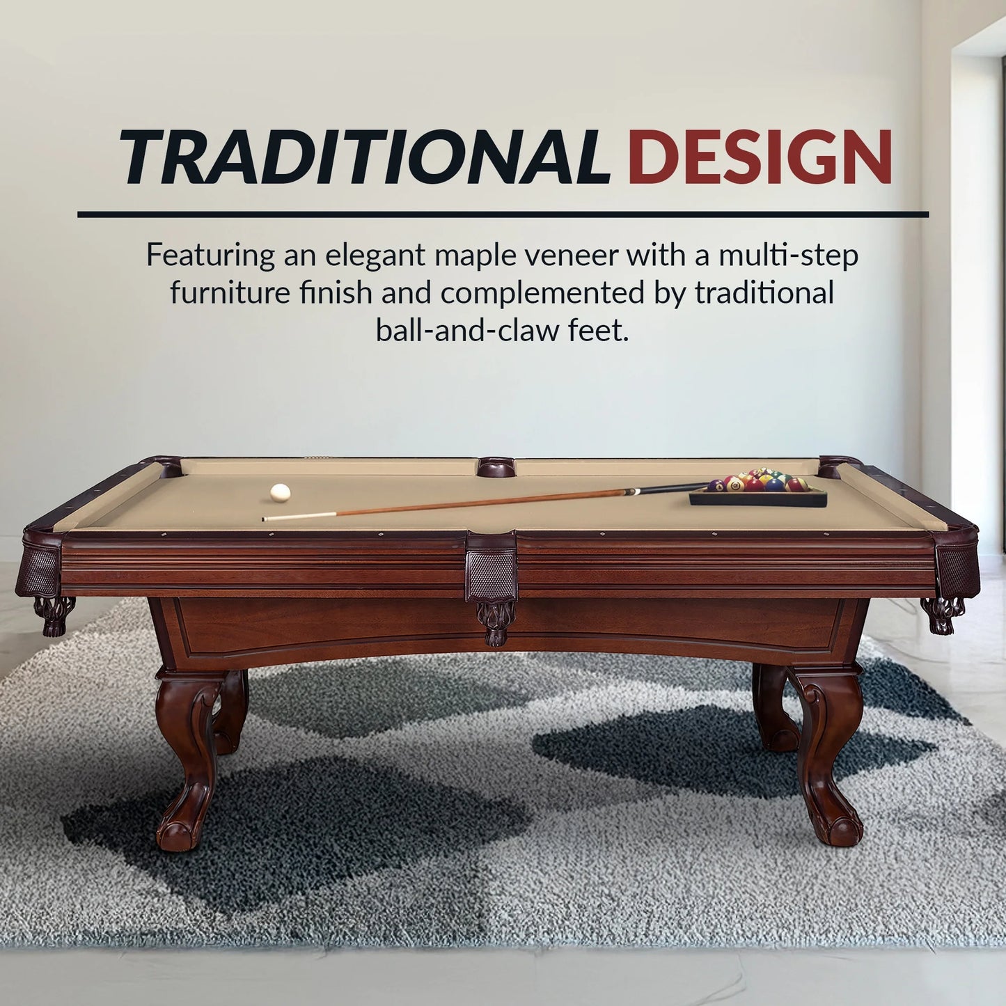 Hathaway Augusta 8 ft. Non-Slate Pool Table - Walnut Finish