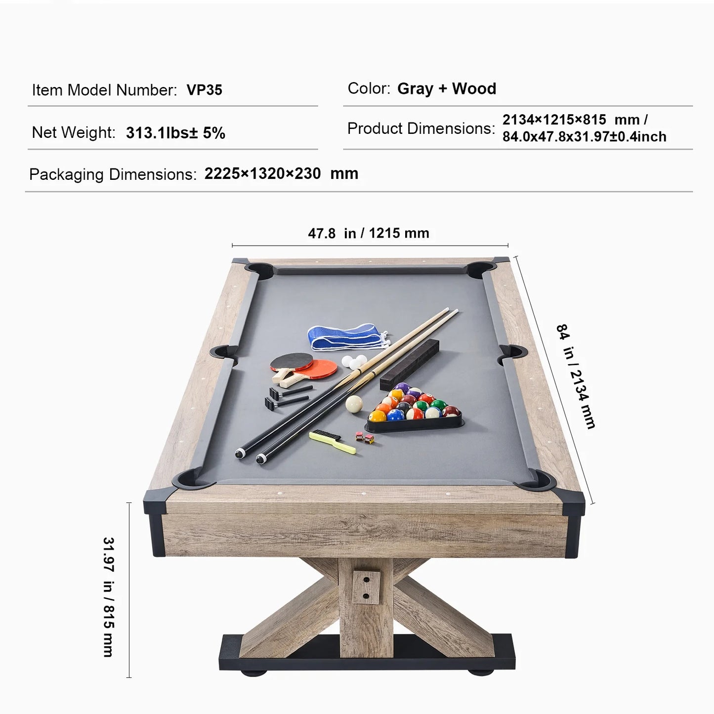 KFFKFF 7 ft. Multi Game Pool Table