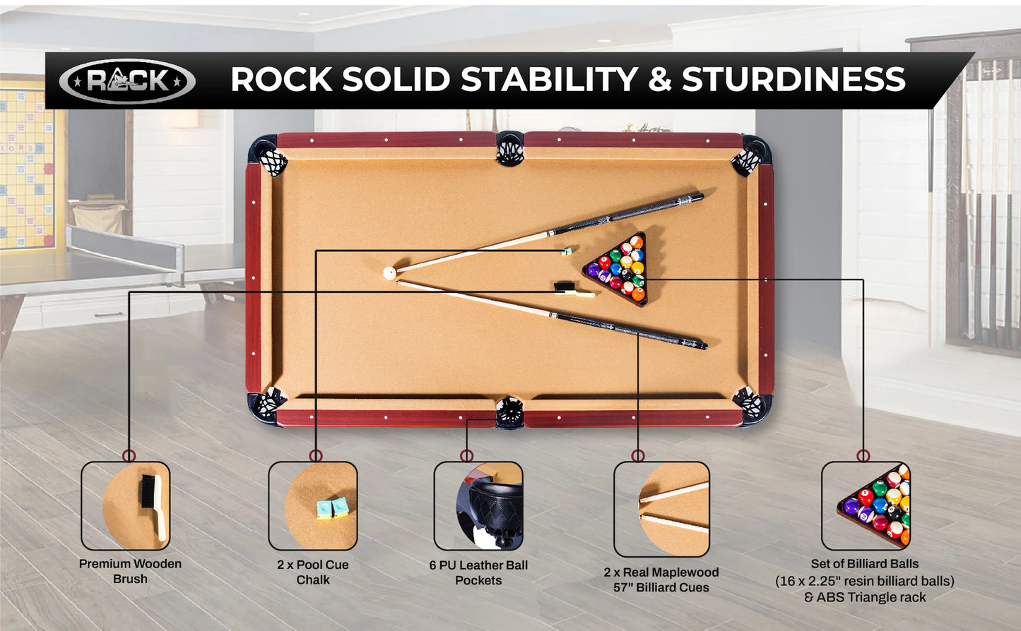 RACK Taurus 8 ft. Tournament Billiard/Pool Table
