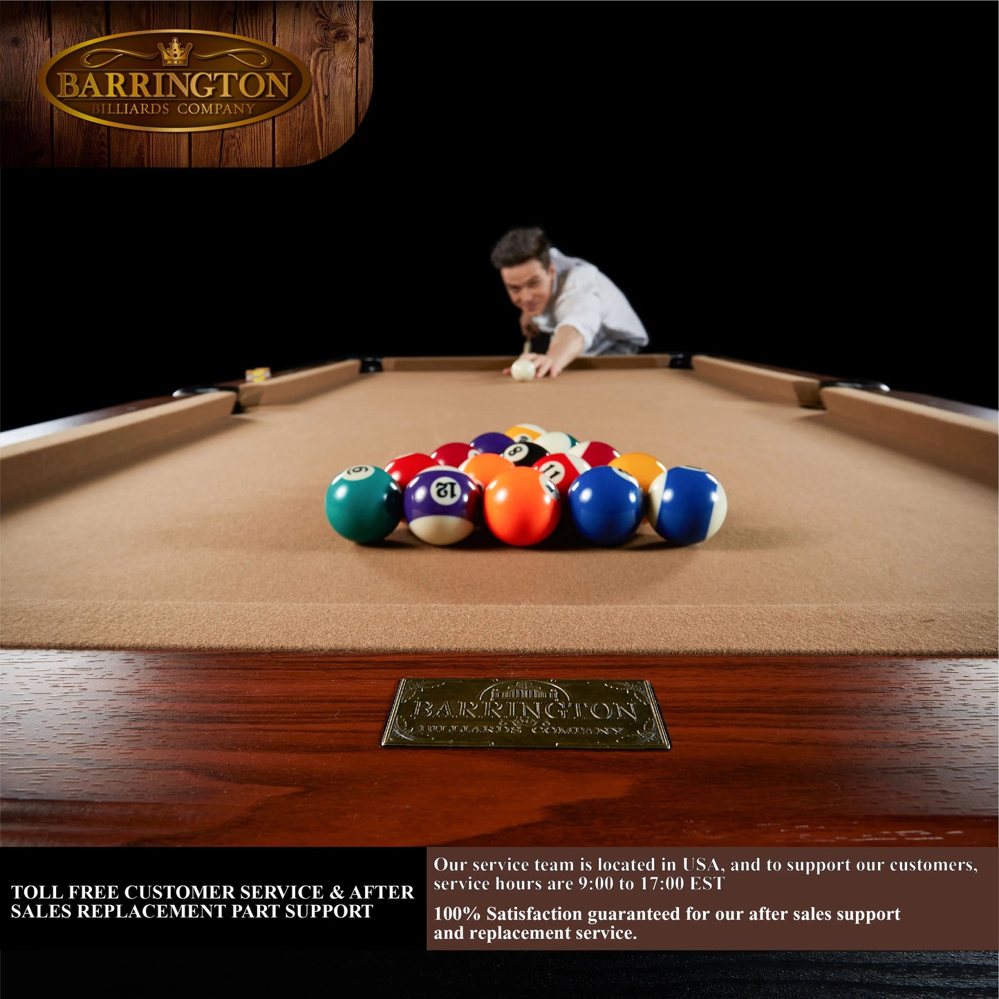7.5 ft. Drop Pocket Table with Pool Ball and Cue Stick Set by Barrington Billiards