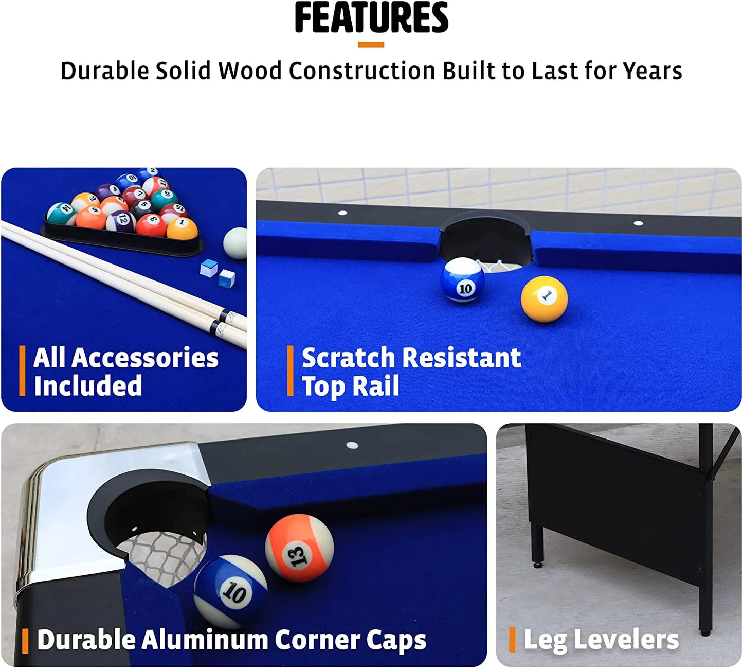 EastPoint Sports 6 ft. Easy Setup Folding Billiard Table