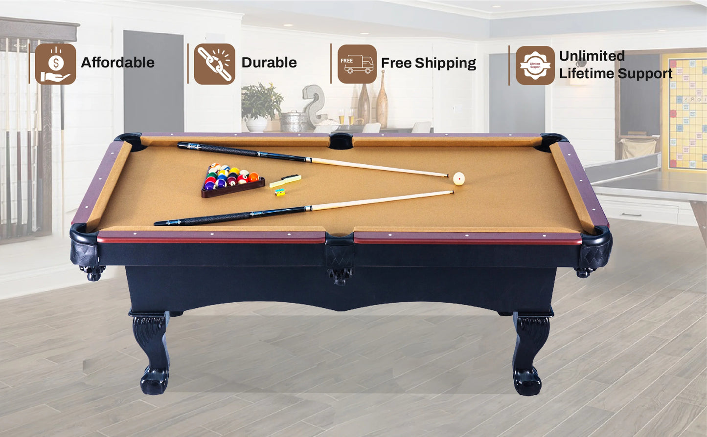 RACK Taurus 8 ft. Tournament Billiard/Pool Table
