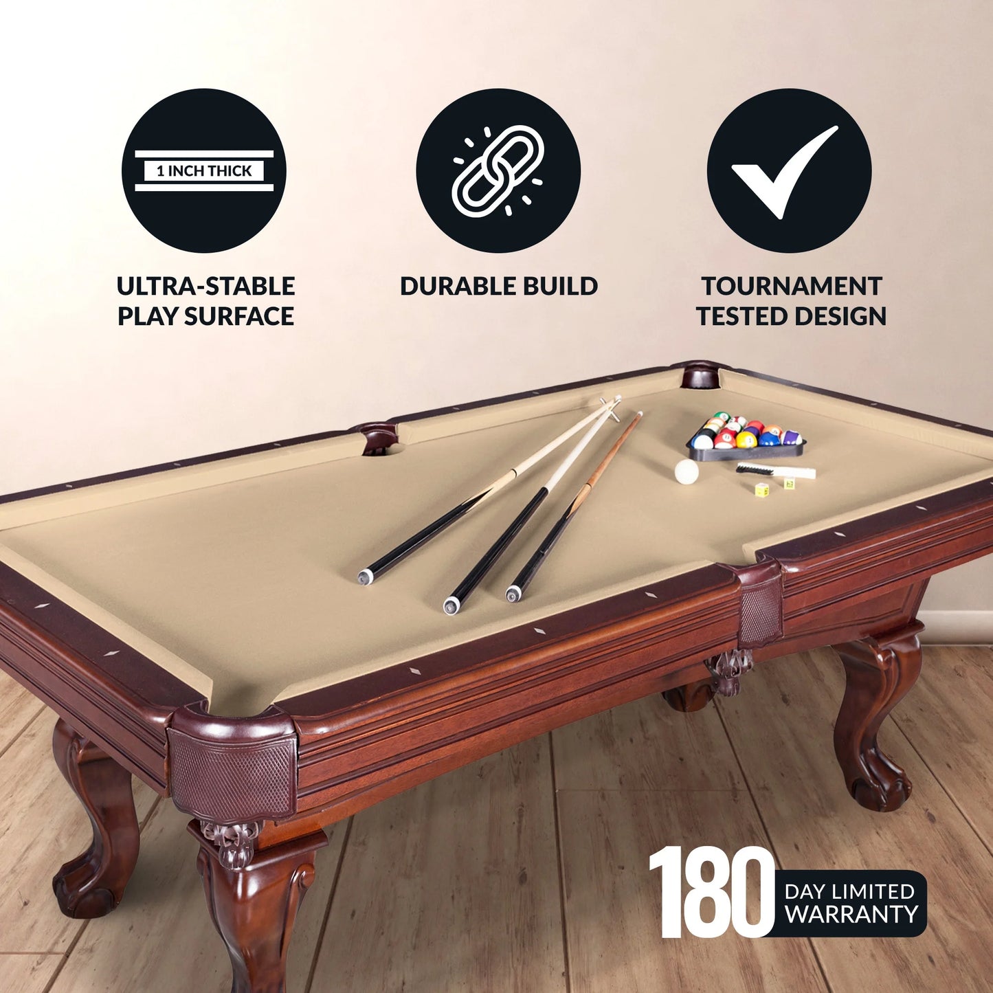 Hathaway Augusta 8 ft. Non-Slate Pool Table - Walnut Finish