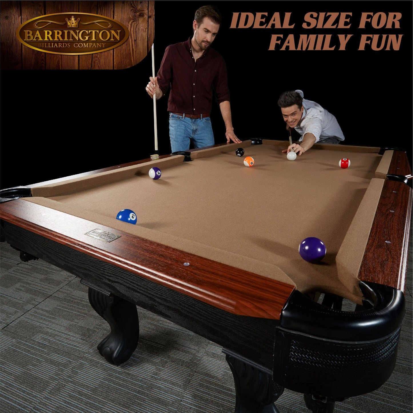 7.5 ft. Drop Pocket Table with Pool Ball and Cue Stick Set by Barrington Billiards
