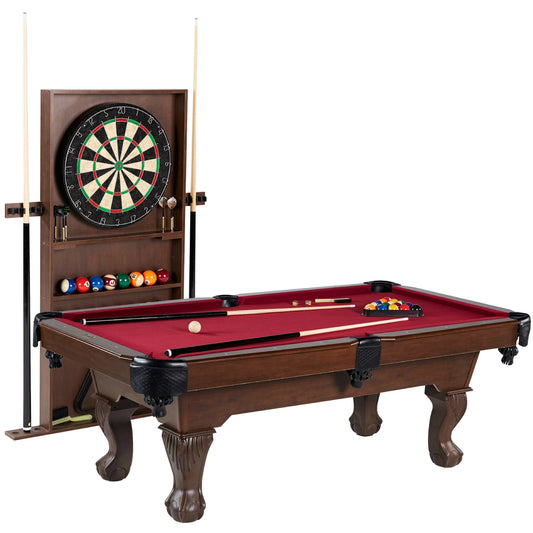 7.5 ft. Pool Table, Billiard Cue Rack, Dartboard Set by Barrington Billiards Company