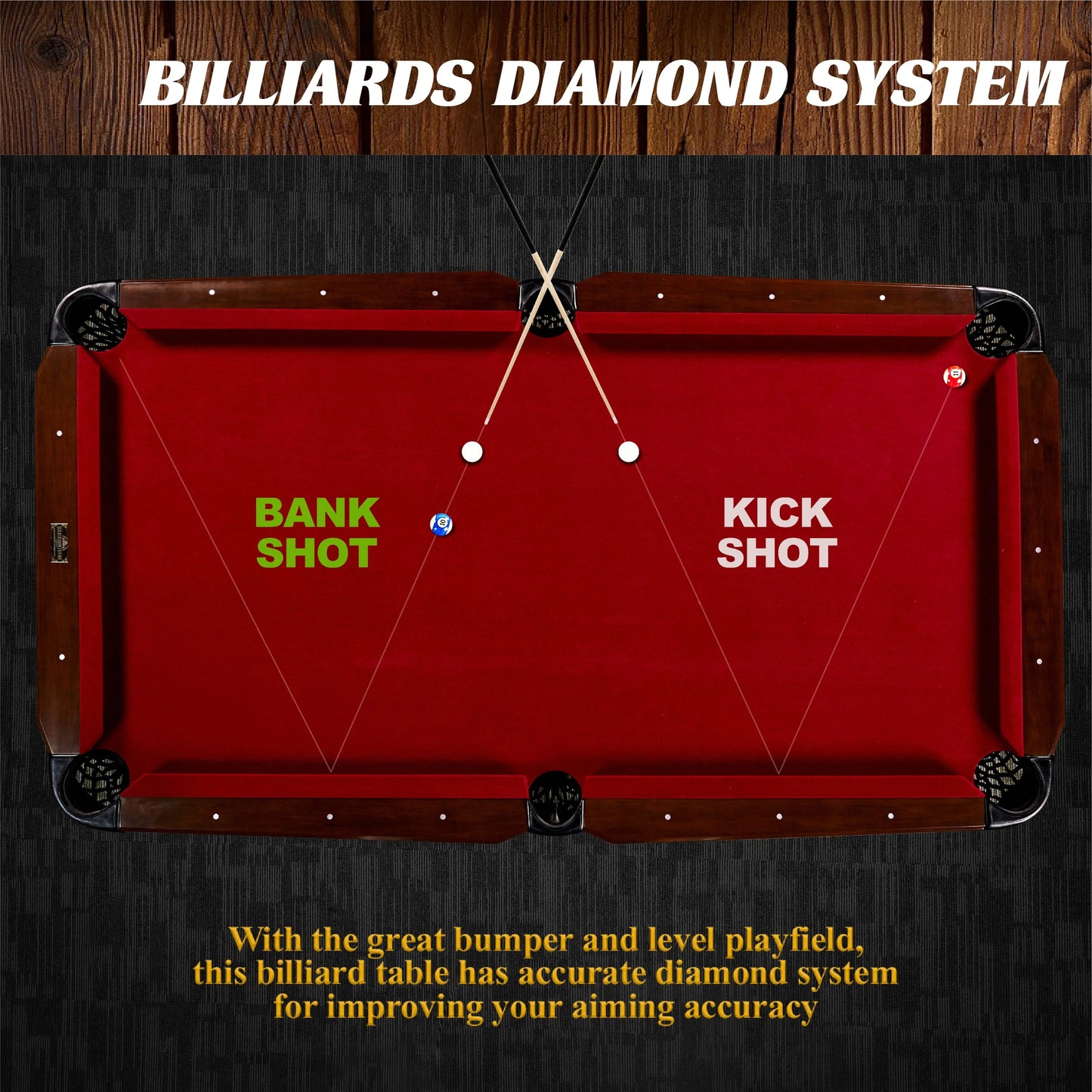 7.5 ft. Pool Table, Billiard Cue Rack, Dartboard Set by Barrington Billiards Company