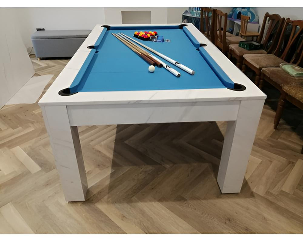 SUPERPOOL Rosetta Pool Dining Table | White Carrara Marble