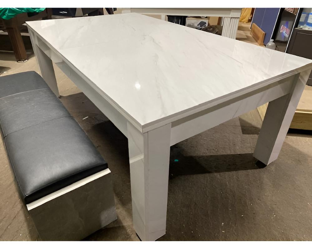 SUPERPOOL Rosetta Pool Dining Table | White Carrara Marble