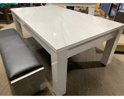 SUPERPOOL Rosetta Pool Dining Table | White Carrara Marble