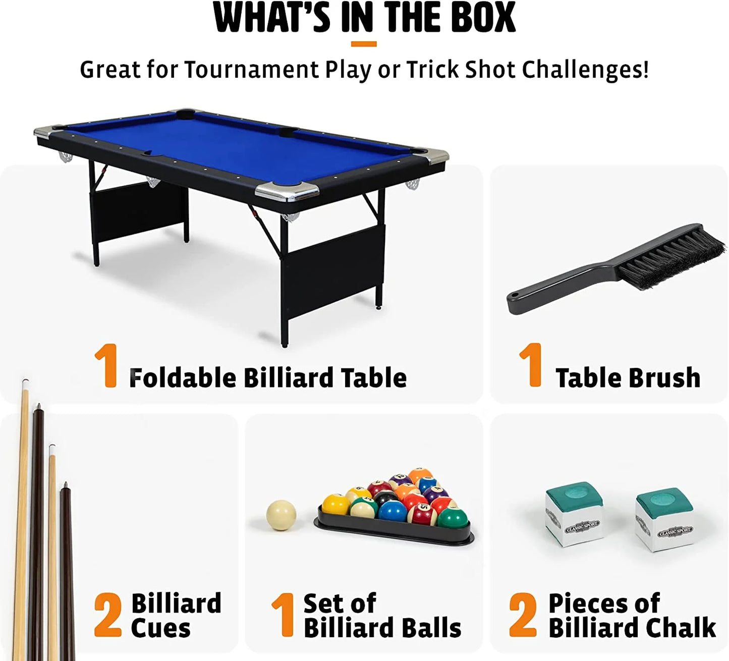 EastPoint Sports 6 ft. Easy Setup Folding Billiard Table